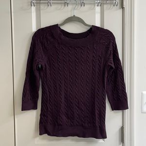 Fitted Purple Cable-Knit Sweater
